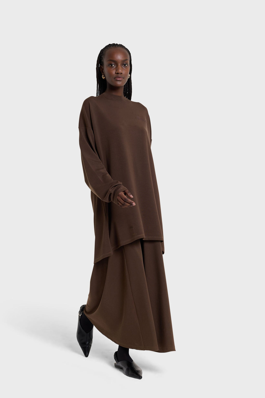 Modale Jersey Rok | Diepbruin