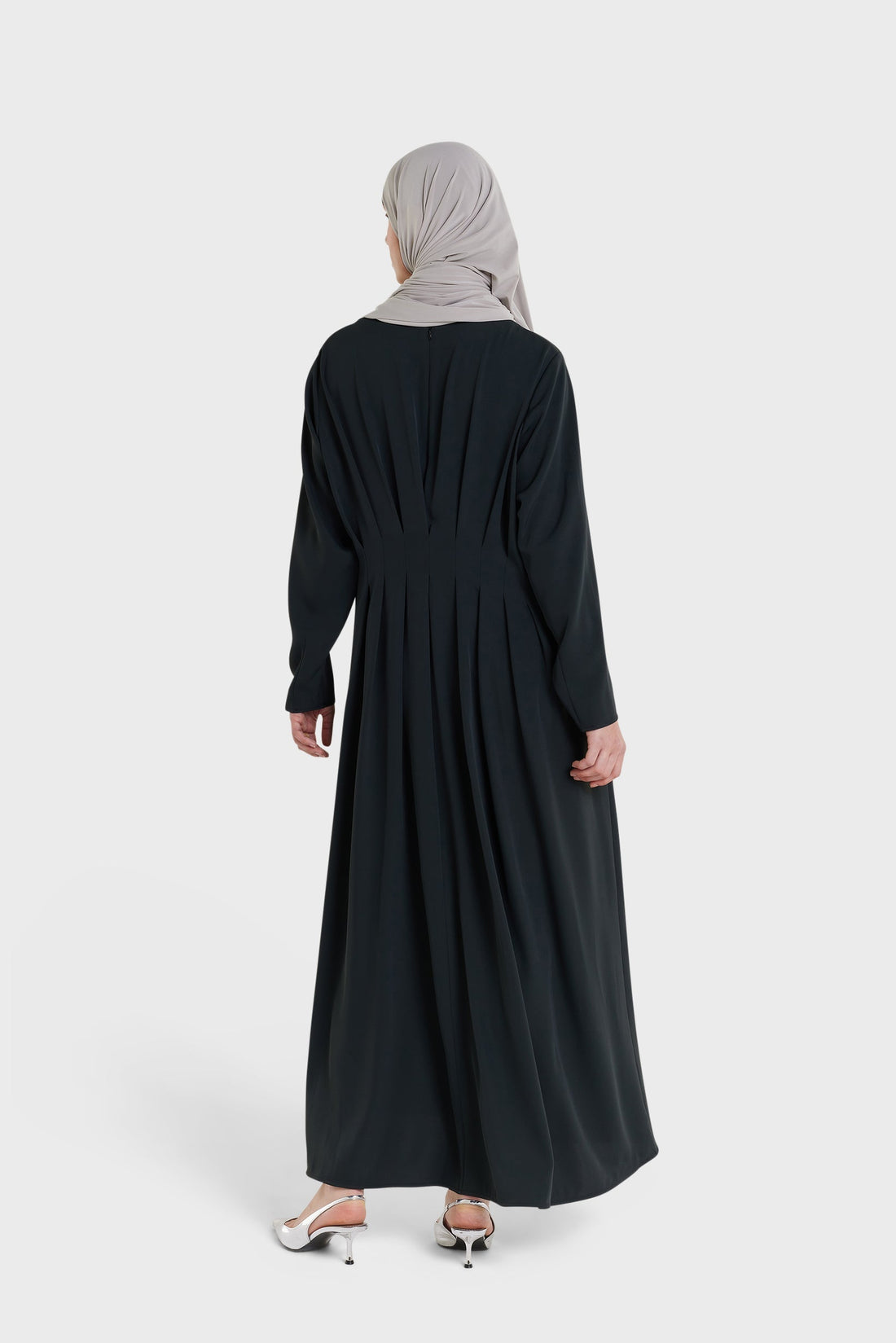 Jurk met geplooide rug | Zwart