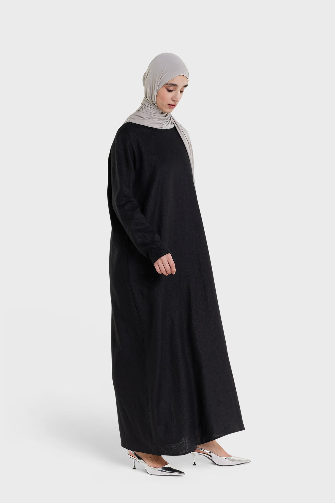 Effen Linnen Jurk | Zwart