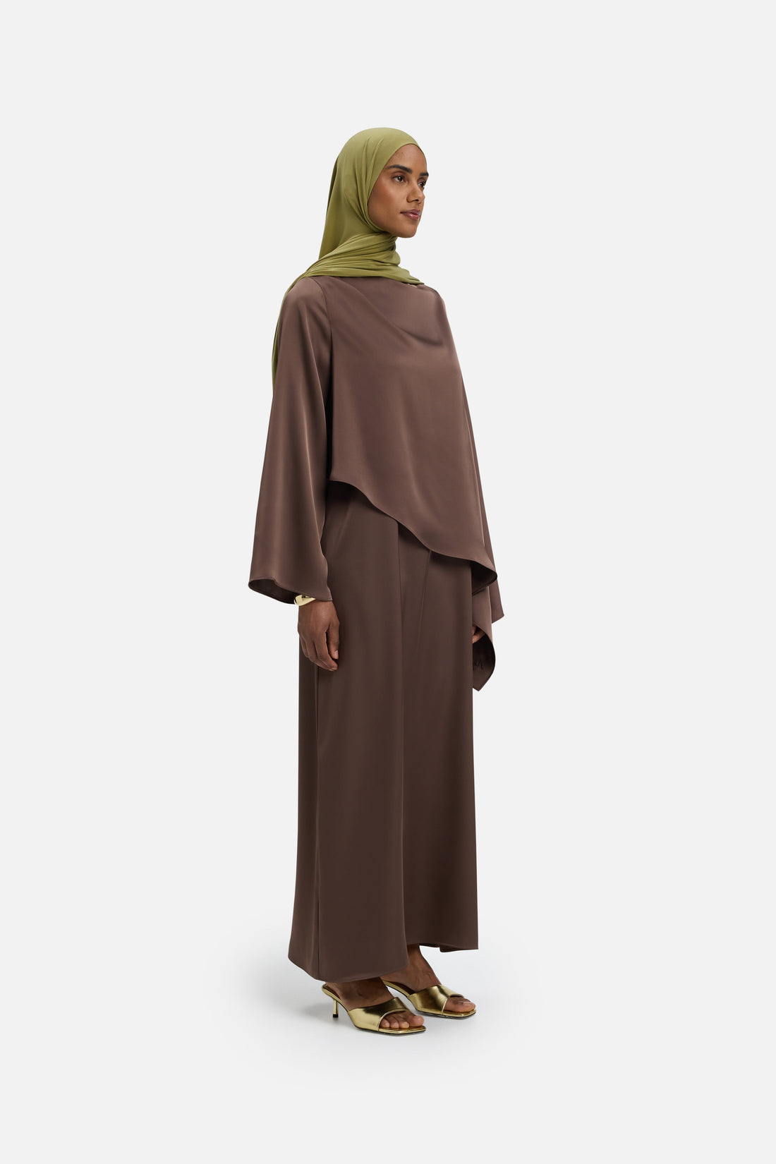 Asymmetrische mantelcape | Asbruin