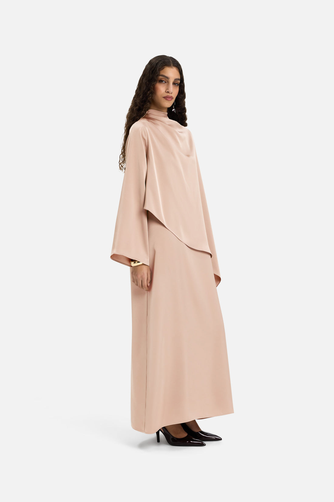 Asymmetrische Cape Robe | Donkerroze