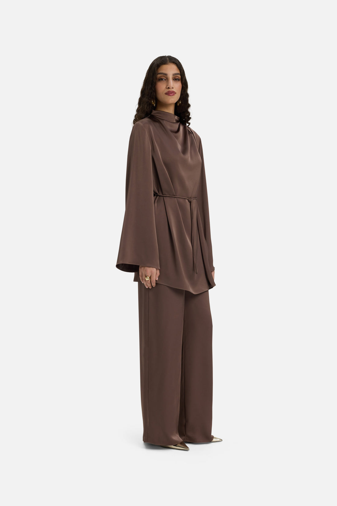 Blouse met asymmetrische plooi | Ash Brown