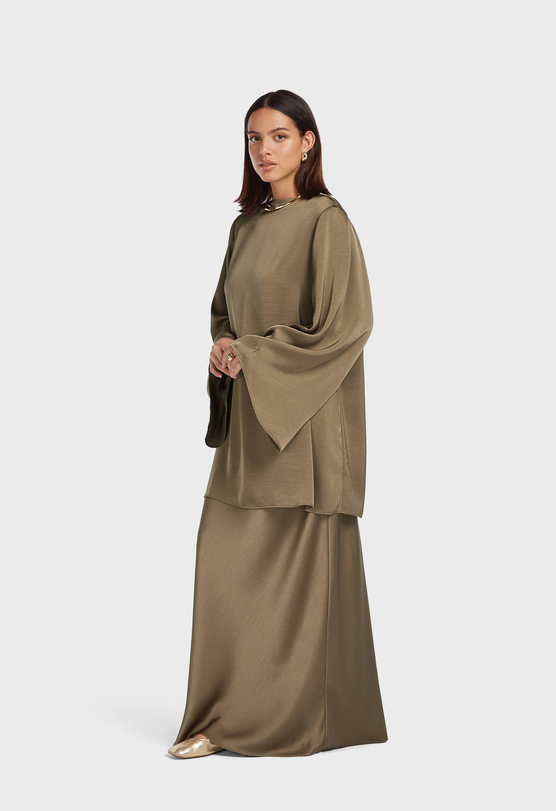 Bias Cut Rok | Desert Brown