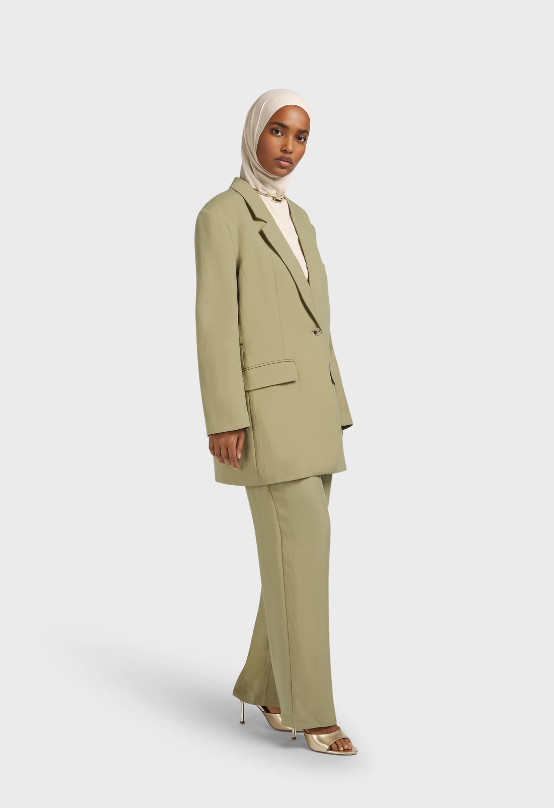 Box Fit Blazer | Grijsgroen