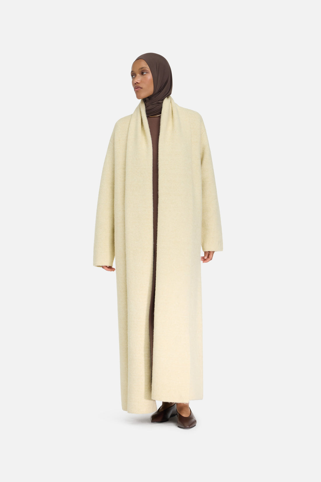 Geborstelde Tricot Abaya | Wolkenwit