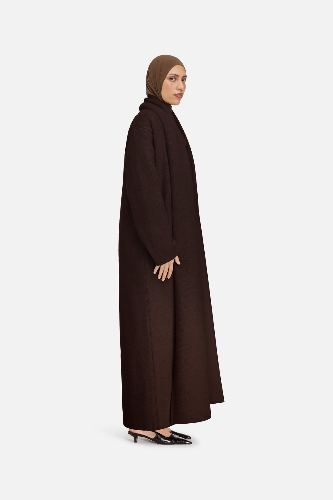 Geborstelde Tricot Abaya | Donkerbruin