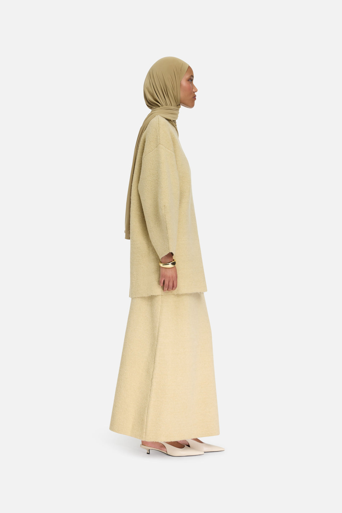 Geborsteld tricot met capuchon | Desert Clay
