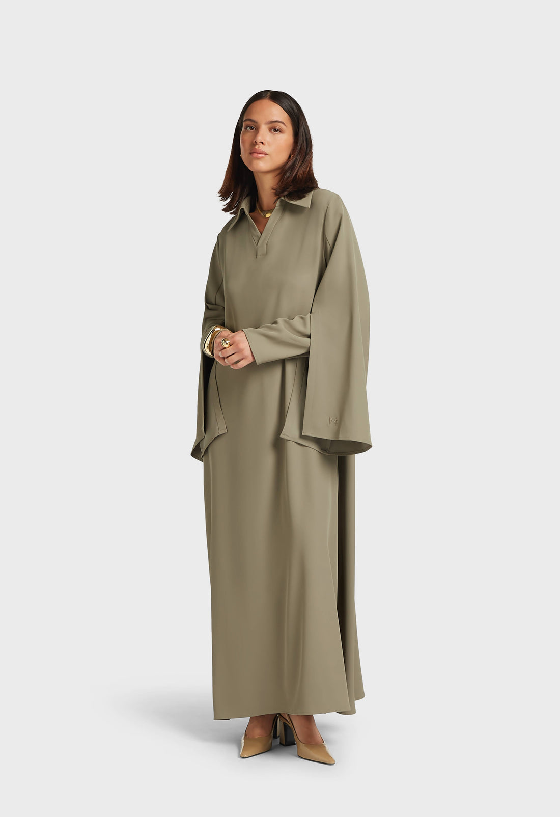 Jurk met dubbele mouwen | Desert Brown