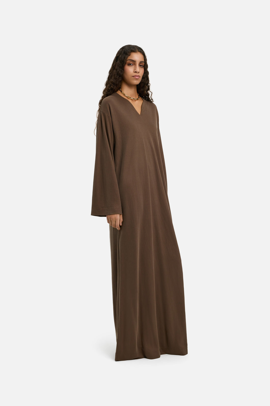 Drape Jersey Kaftan Jurk | Donker Terra