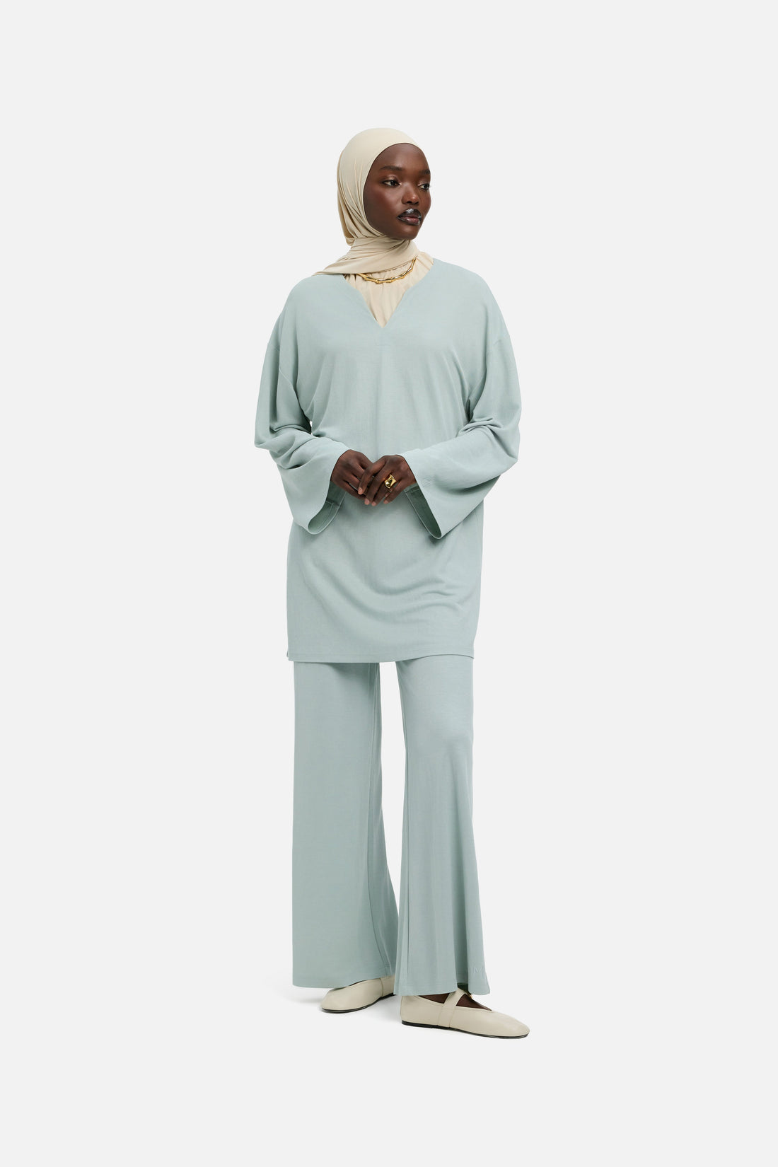 Drape Jersey Broek | Aquagrijs