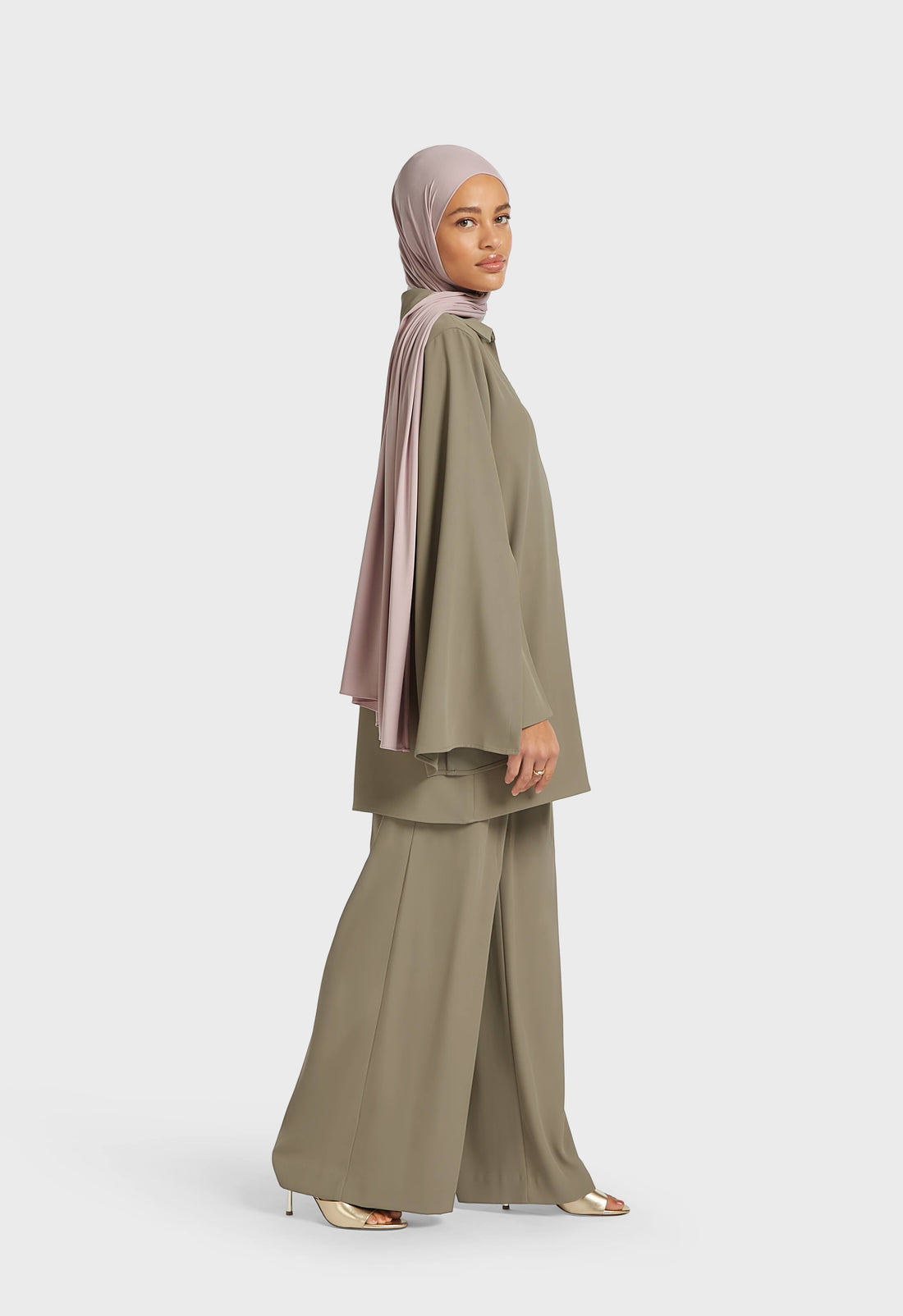 Pantalon getailleerd met elastische taille | Desert Brown