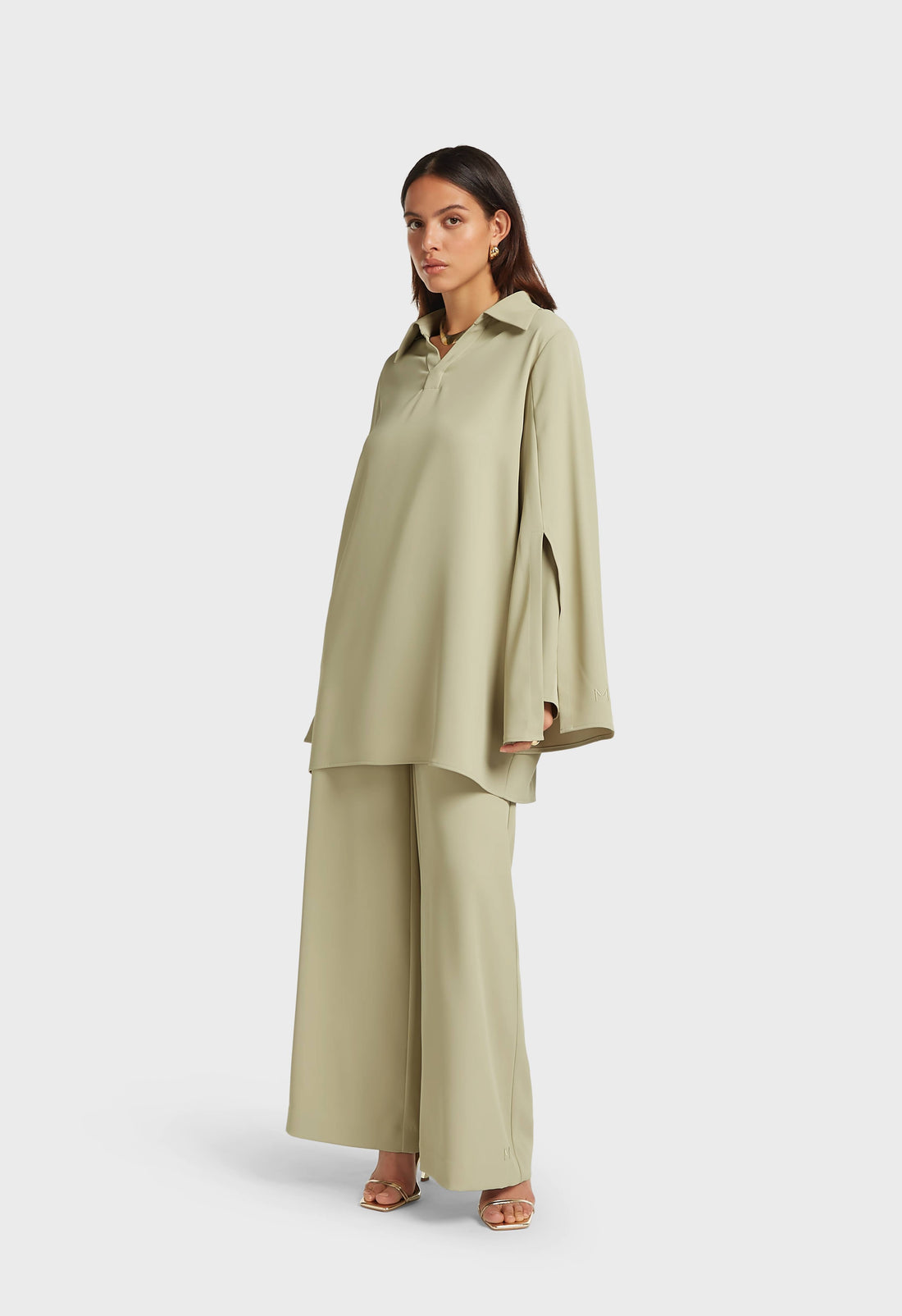 Pantalon getailleerd met elastische tailleband | Dry Basil