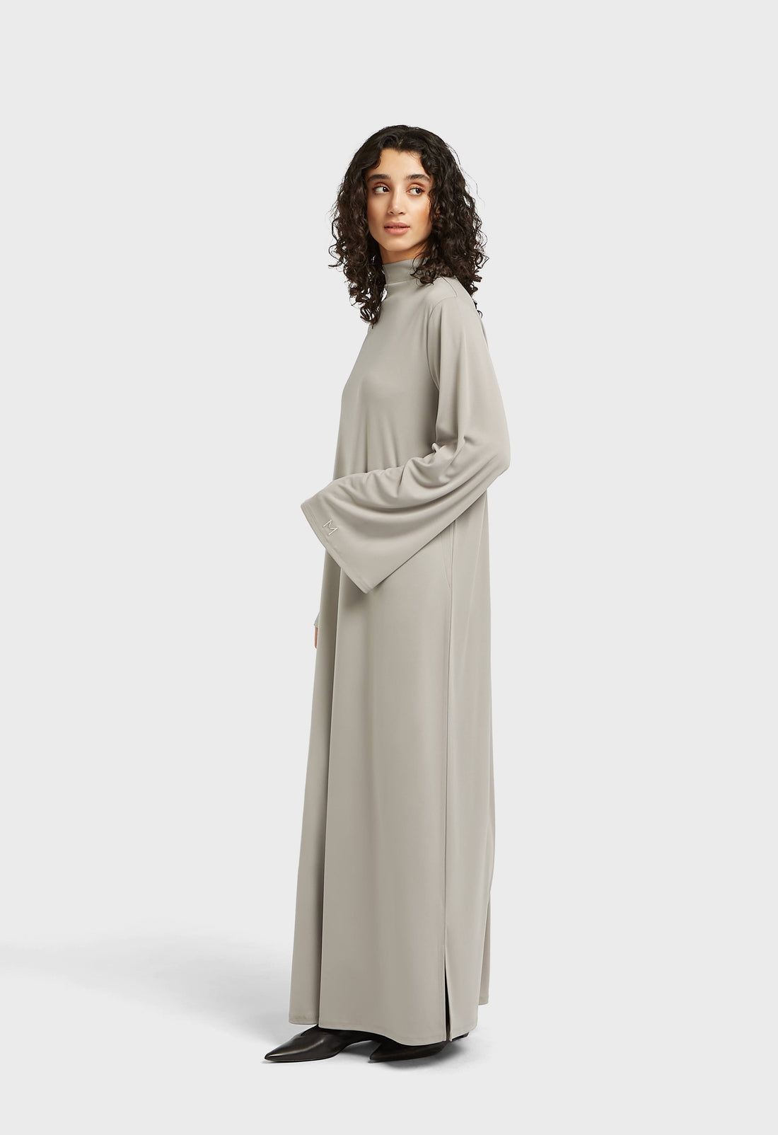 Essentiële korte jerseyjurk | Kiezelsteen