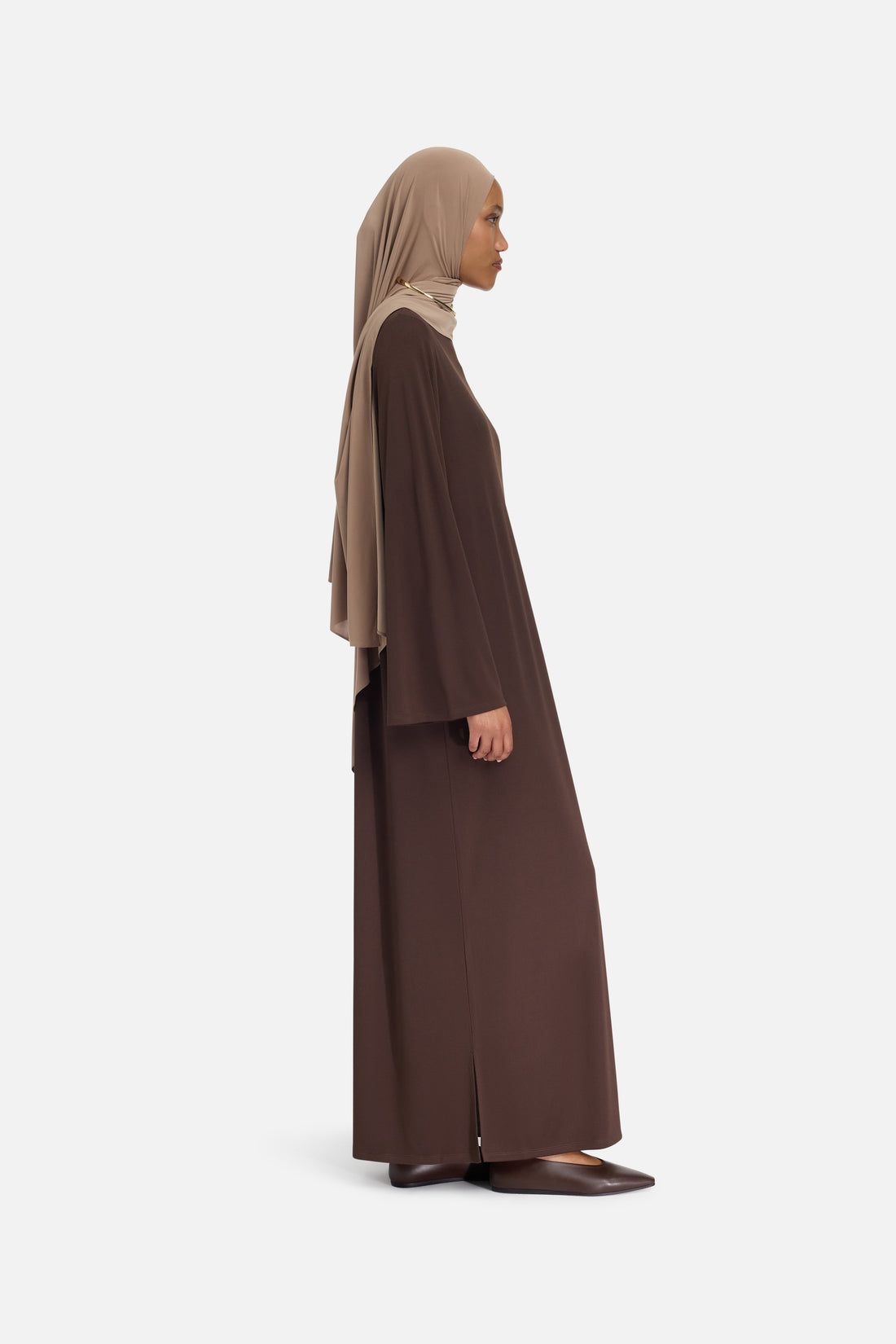Essentiële Korte Jersey Jurk | Donkerbruin