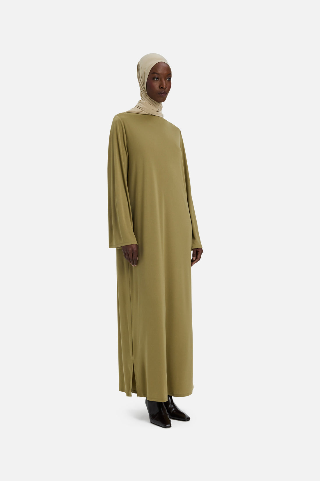 Essentiële Korte Jurk van Jersey | Olijf