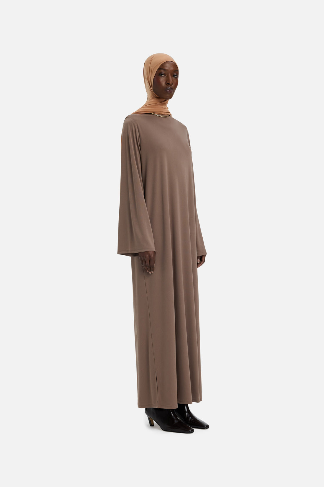 Essentiële Regular Jersey Jurk | Taupe Roze