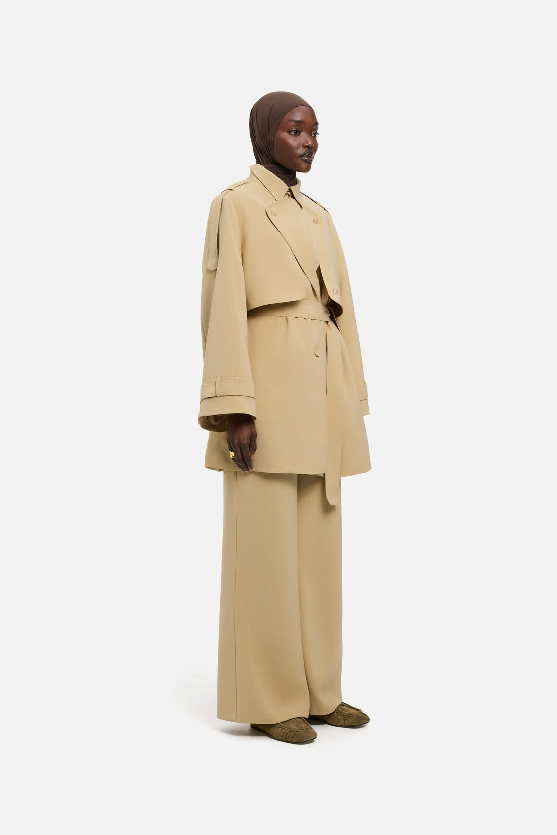 Wijd uitlopende broek | Desert Clay