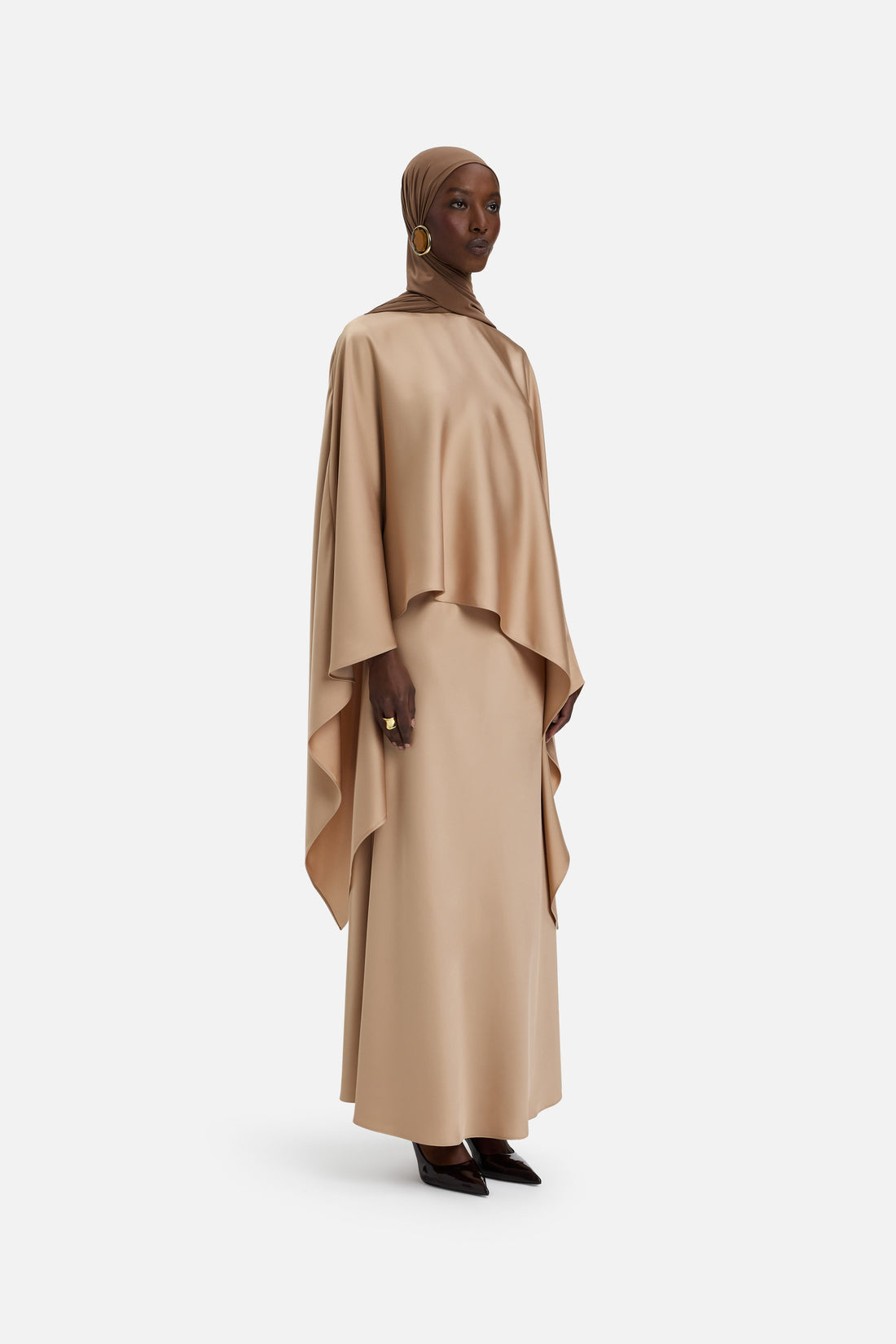 Asymmetrische Capeblouse | Nougat