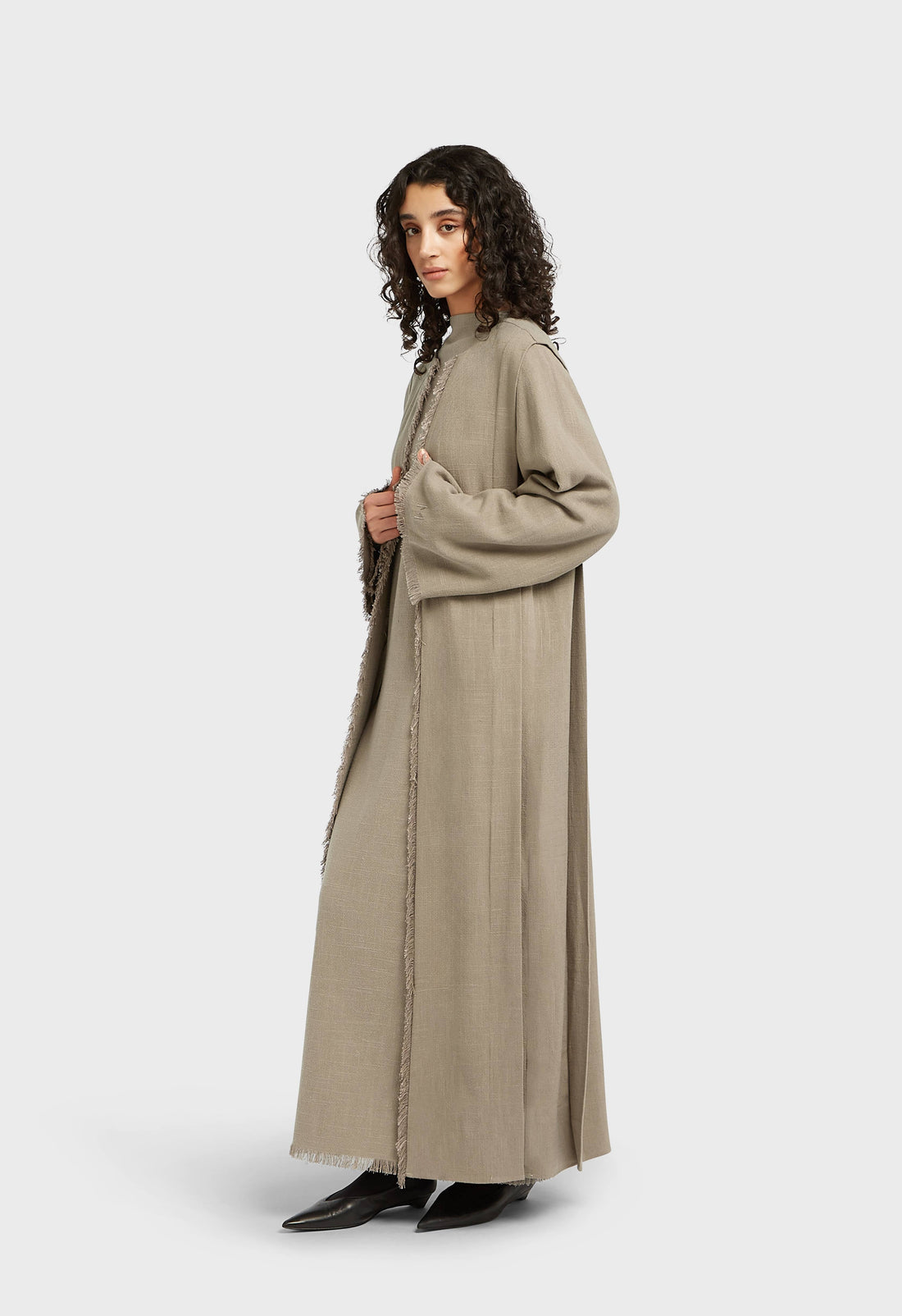 Abaya met gerafelde zoom | Desert Brown