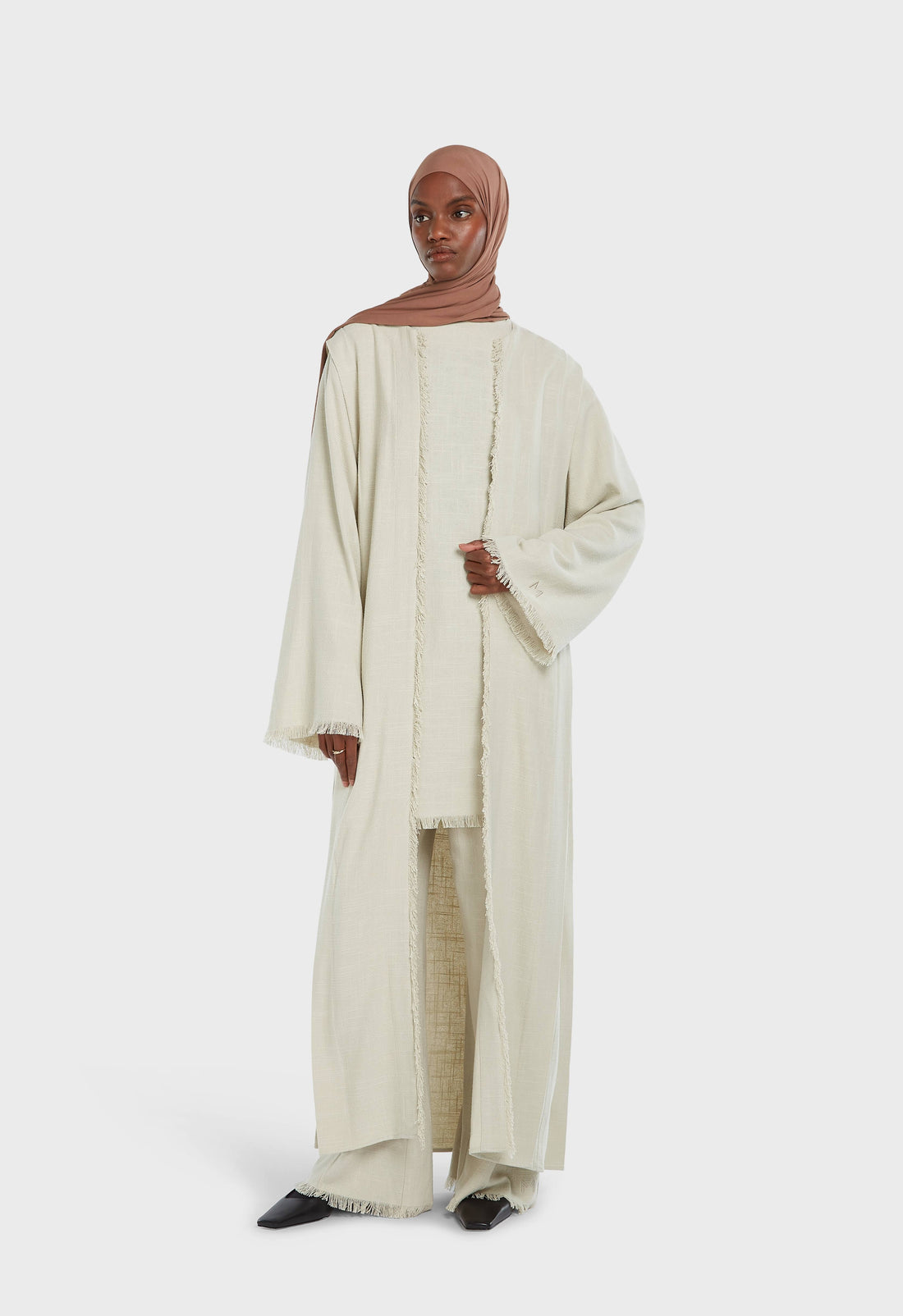 Abaya met gerafelde zoom | Lichte storm