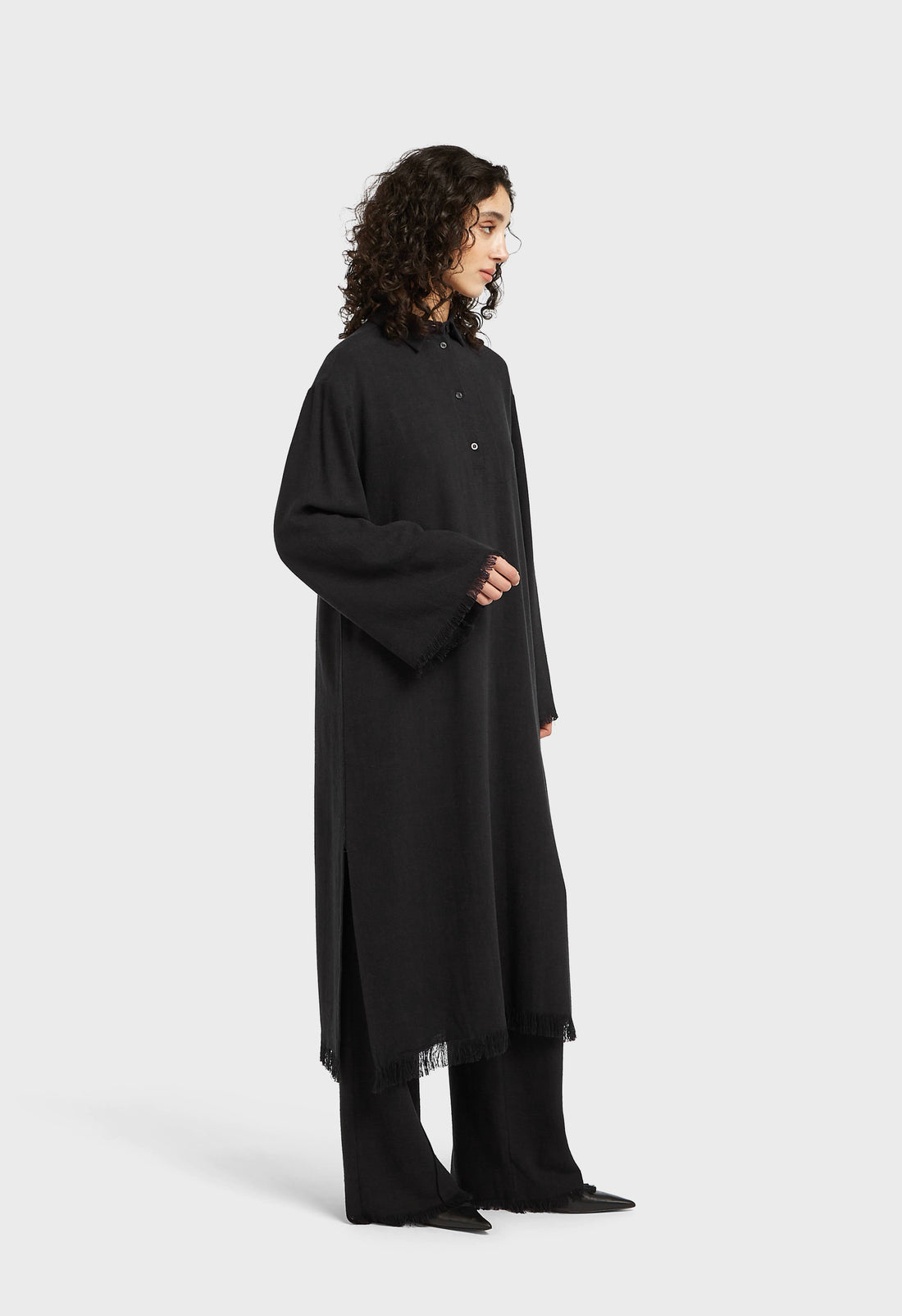 Gerafelde Zoom Blousejurk | Zwart