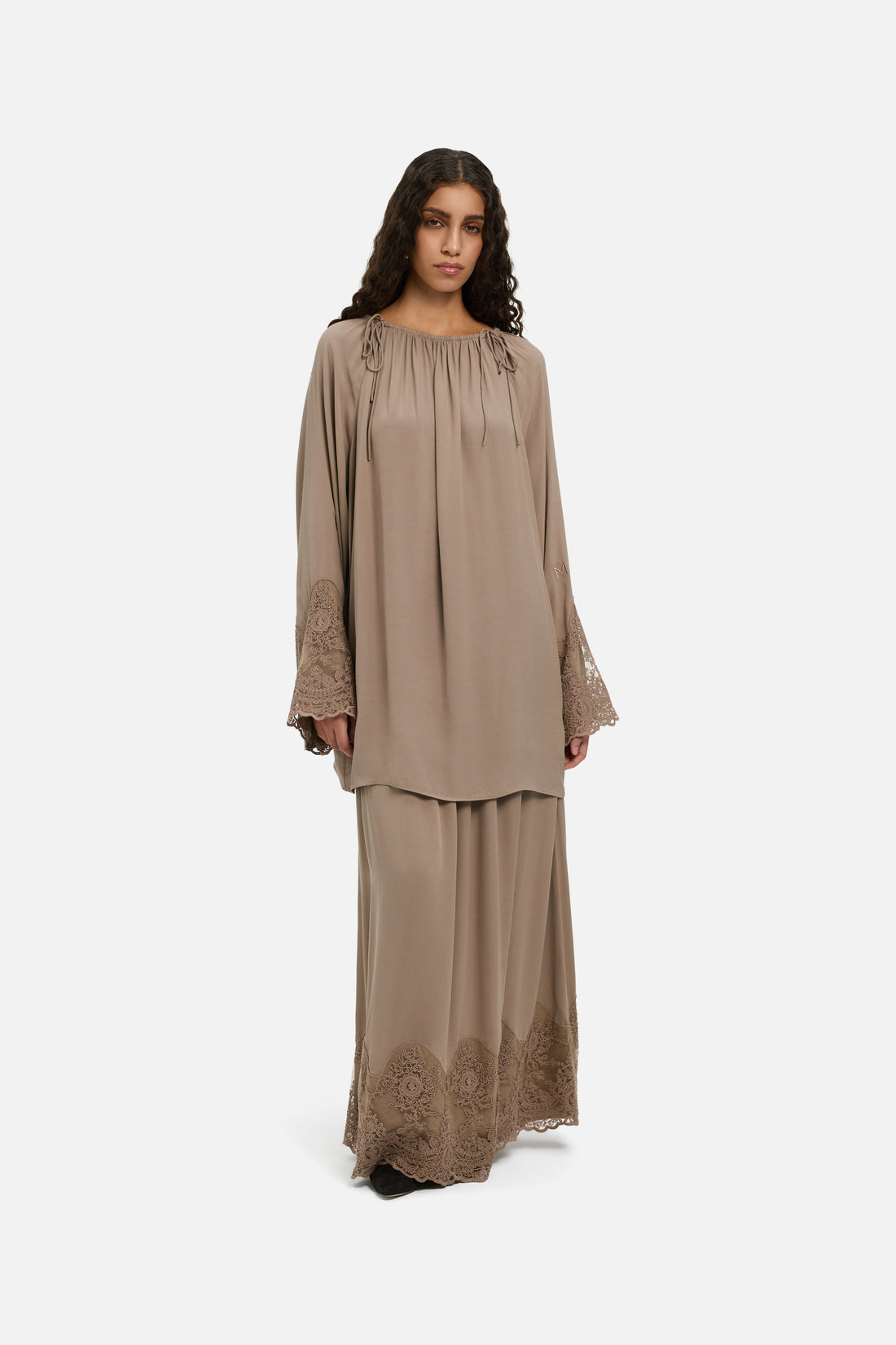 Gedetailleerde Kanten Top | Khaki
