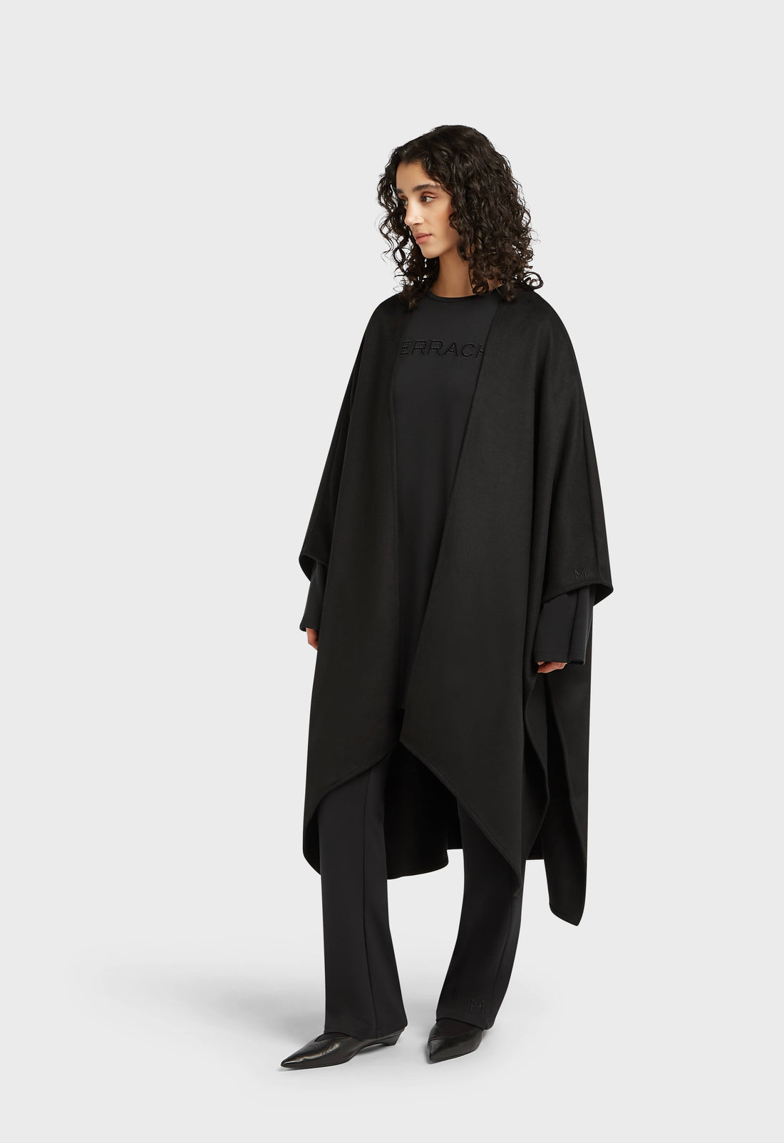 Lange poncho | Zwart
