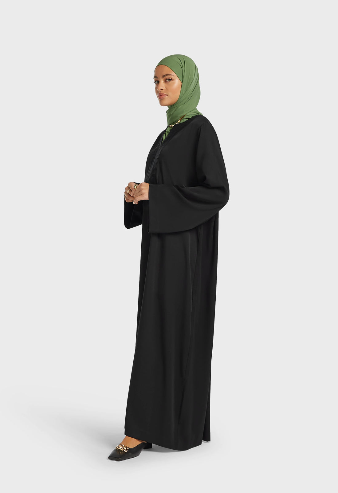Geborduurde Lurex Kaftan Jurk | Zwart