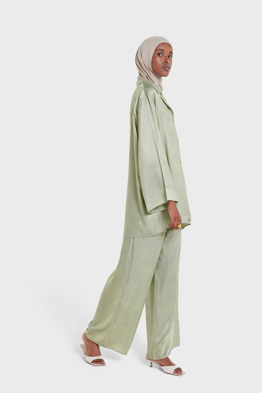 Broek met print | Palm Print Alfalfa