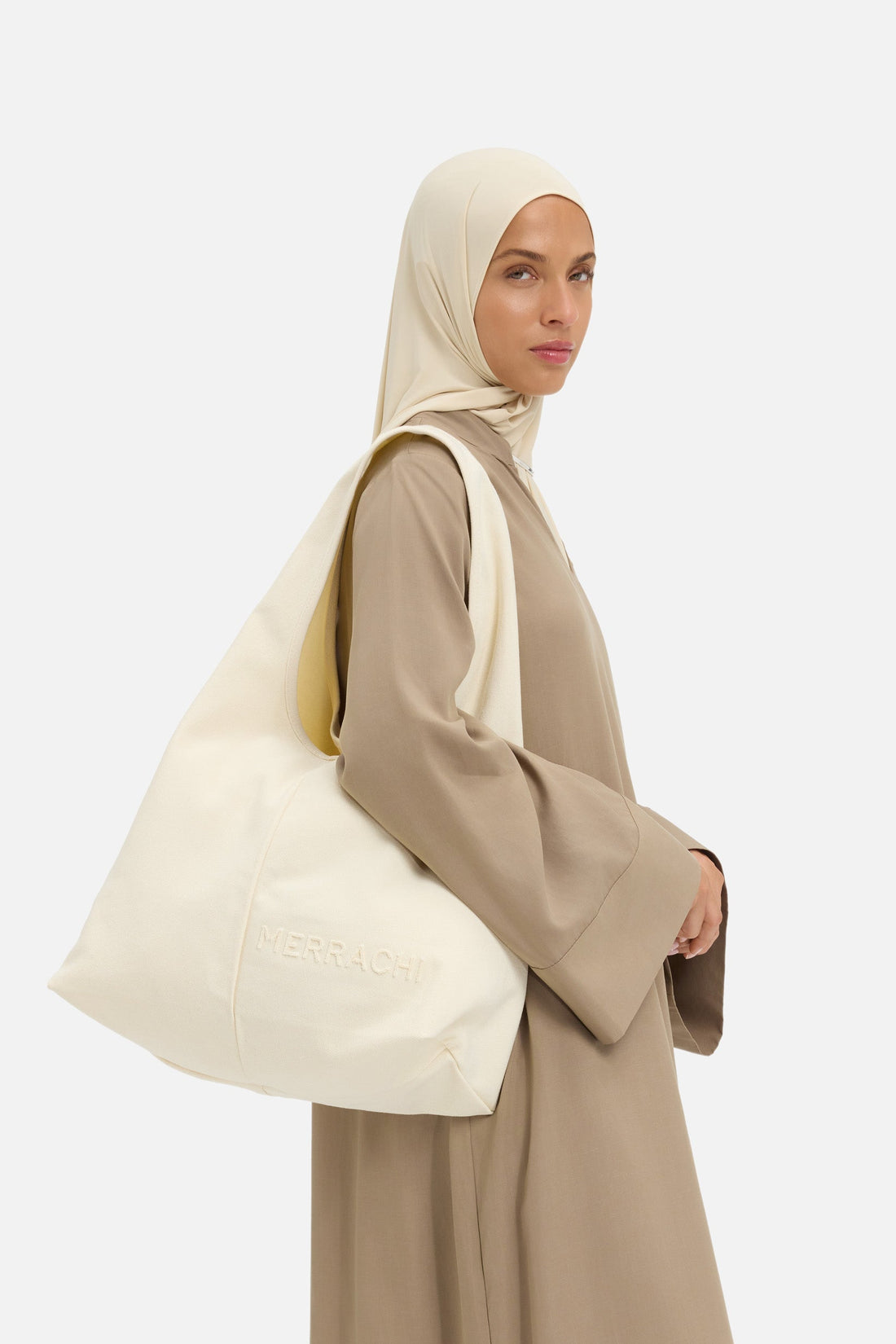 Ovale Cabas Tas | Gebroken wit