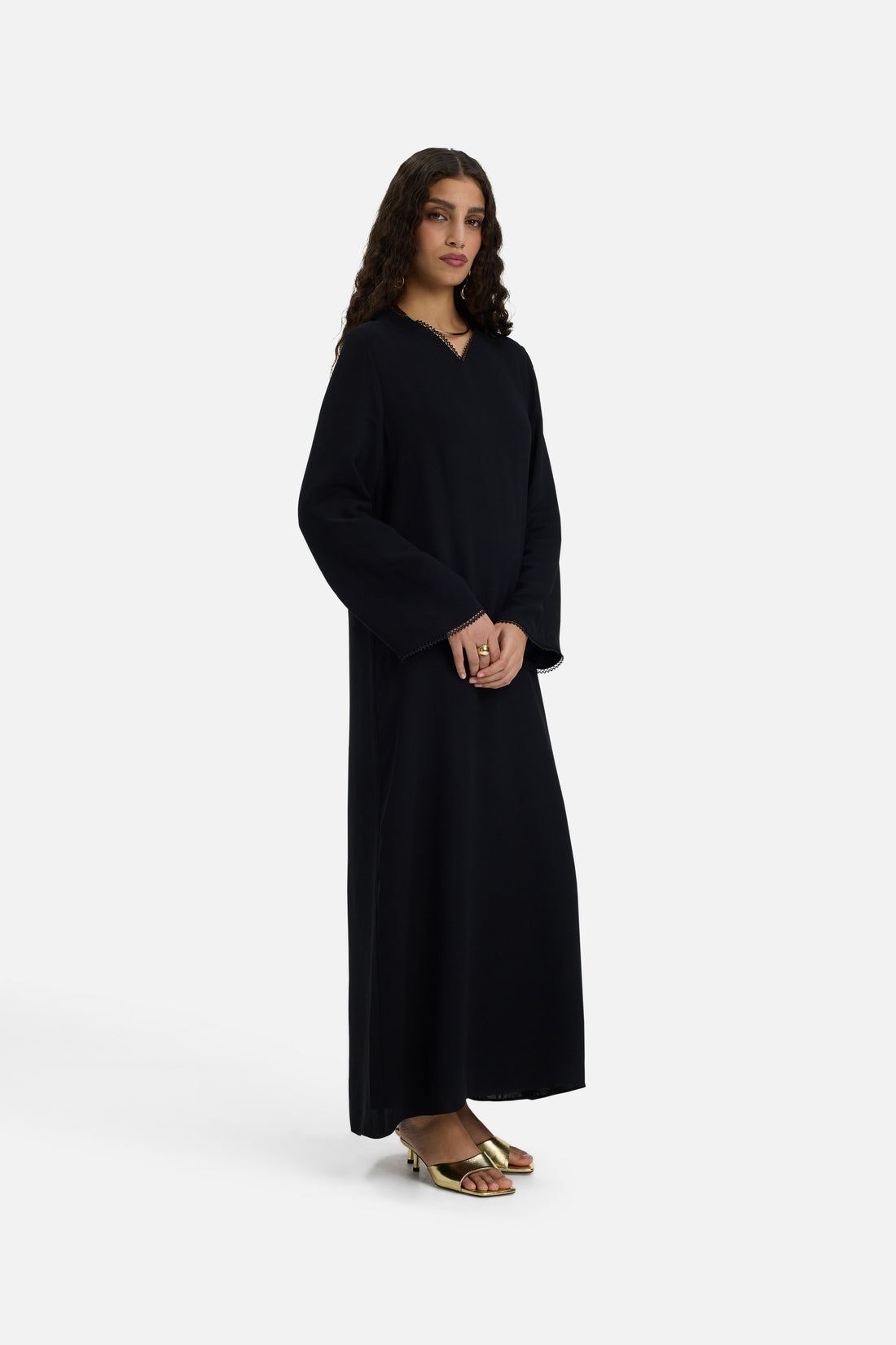 Jurk met picothals | Zwart