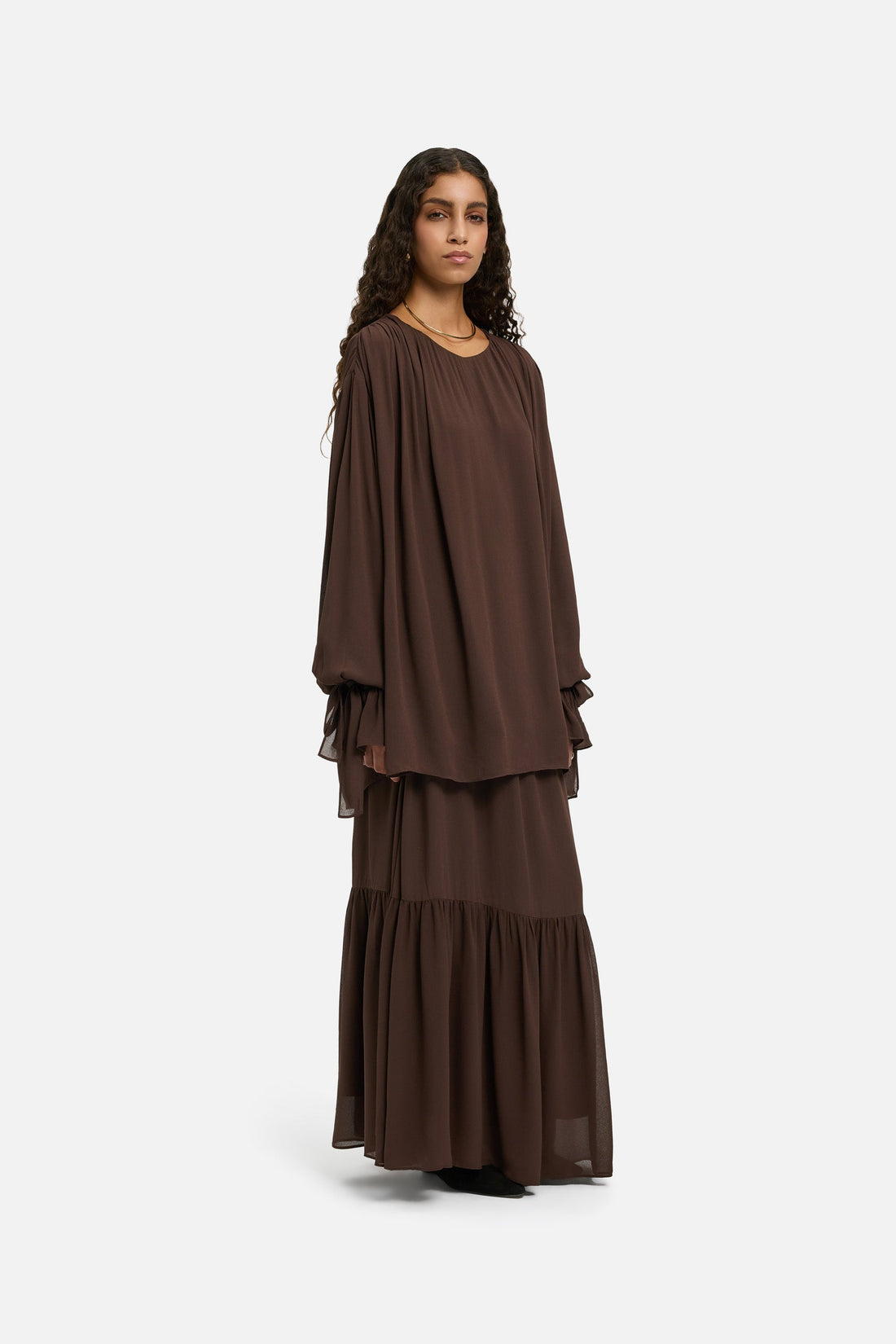 Romantische Froufrou Blouse | Burnt Mocha
