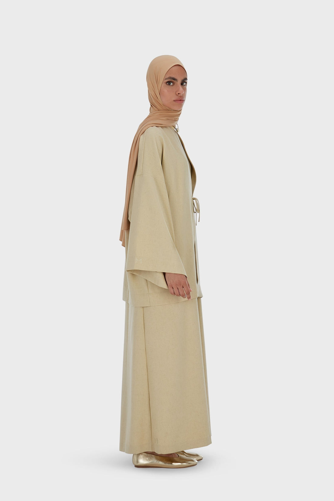 Top met striksluiting | Warm kaki