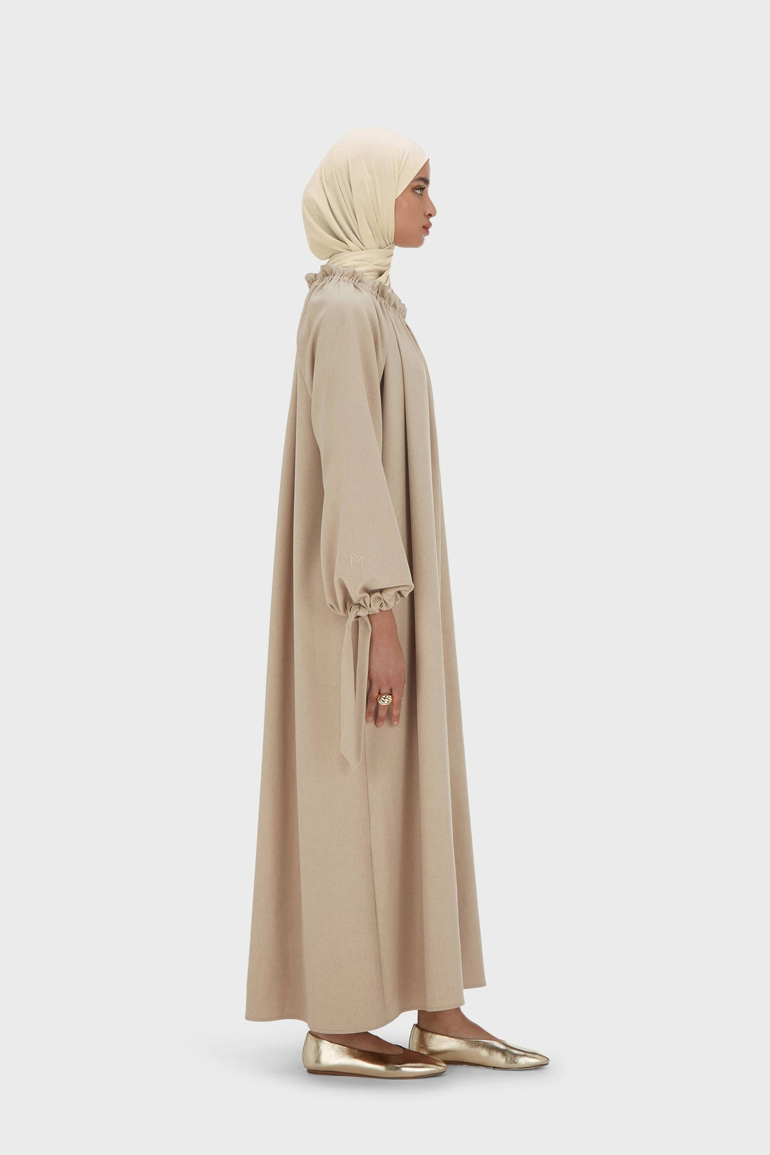 Jurk met gefronste hals | White Pepper