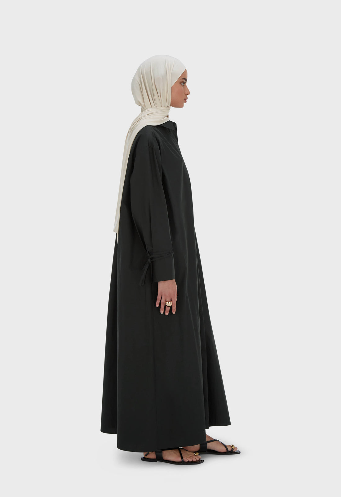 Popeline jurk | Zwart
