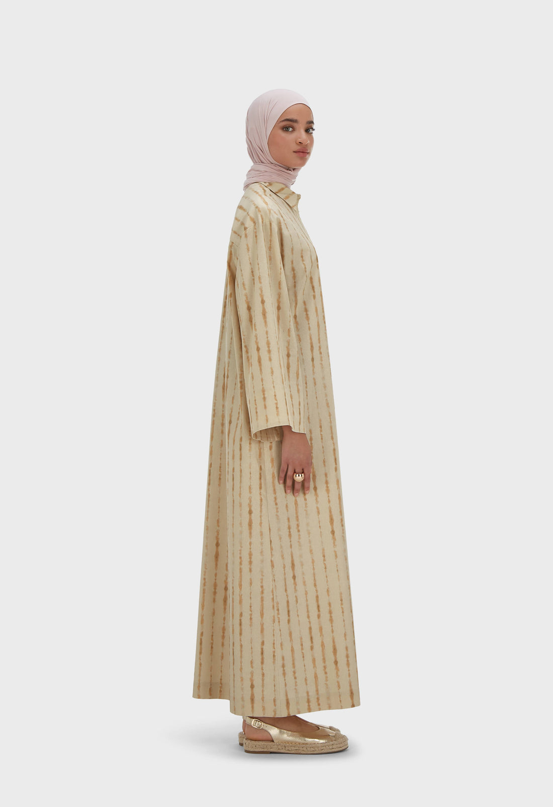 Shibori Kimono Kaftan | Beige Roze