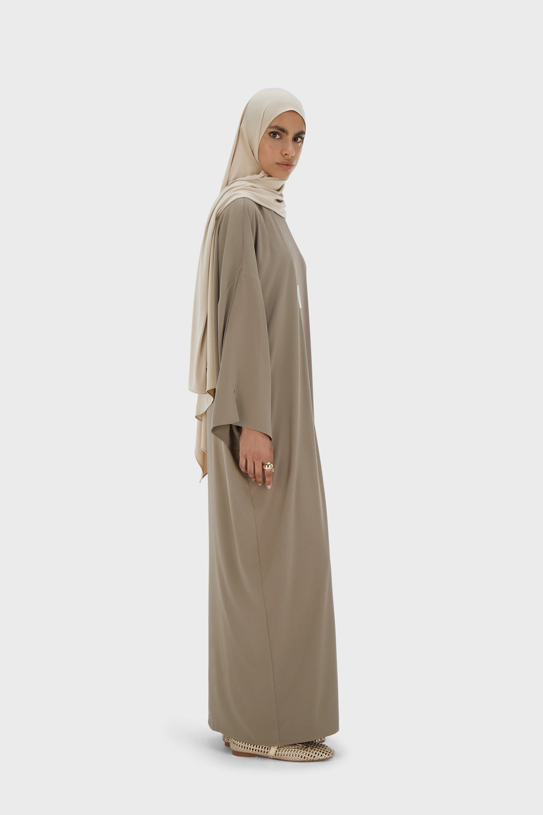Mouwloze Geweven Korte Jurk | Taupe