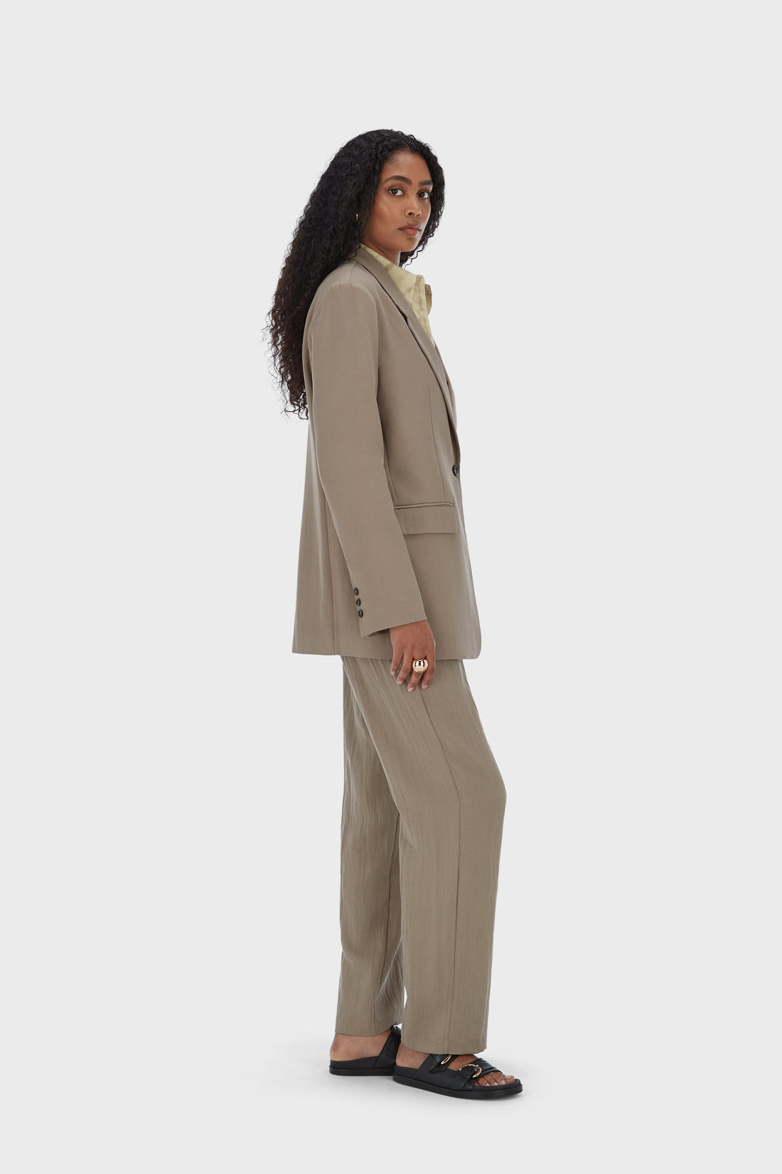 Gestructureerde Getailleerde Broek | Taupe
