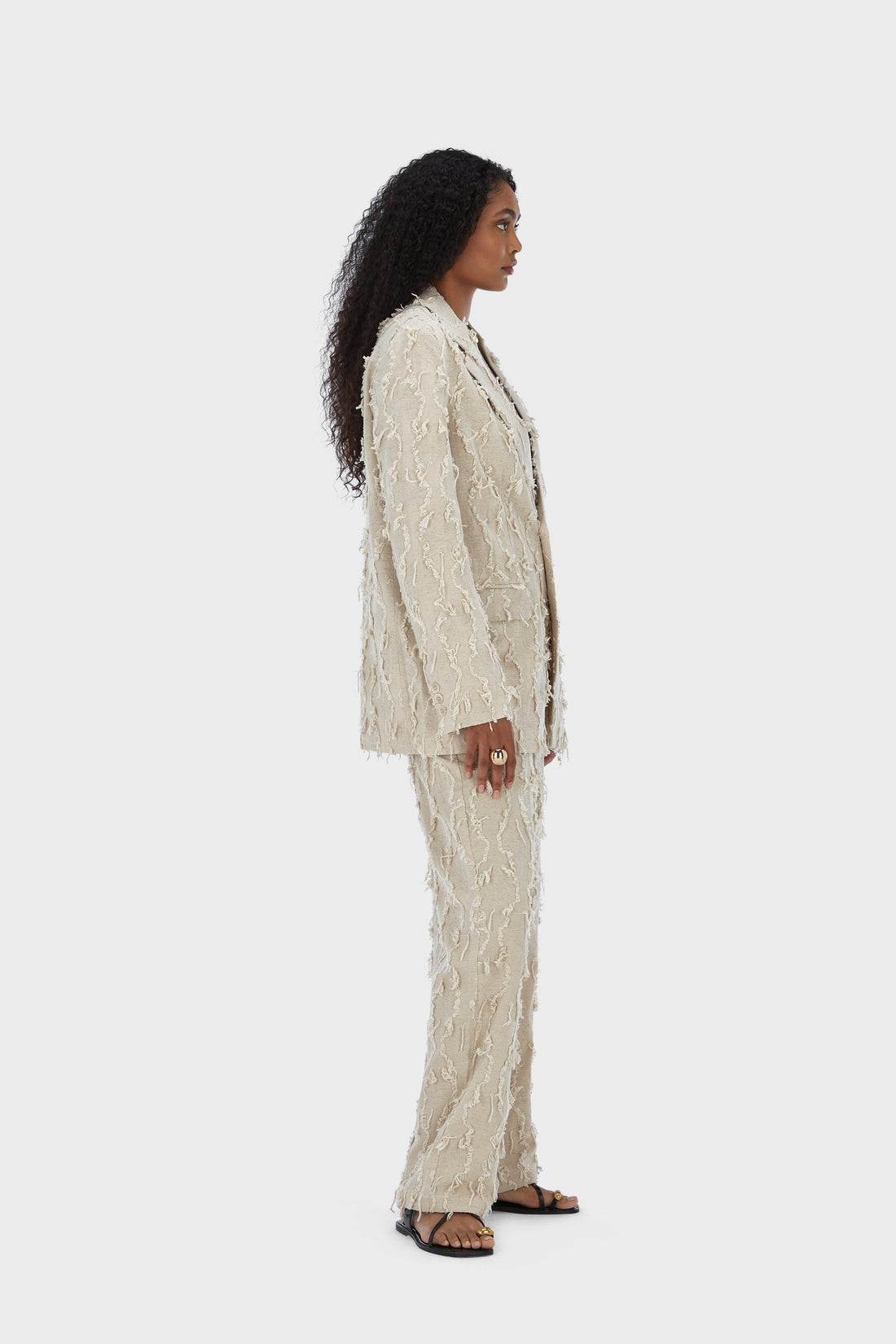 Zomer Blazer met Afgesneden Draad | Naturel