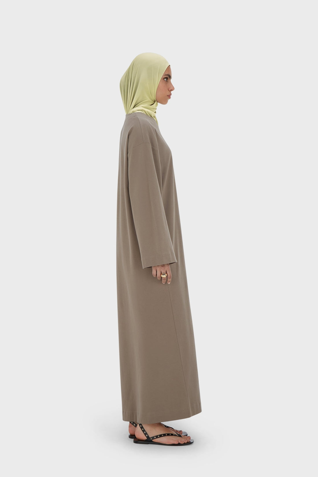 Zomerse Jersey Kaftan Jurk | Taupe