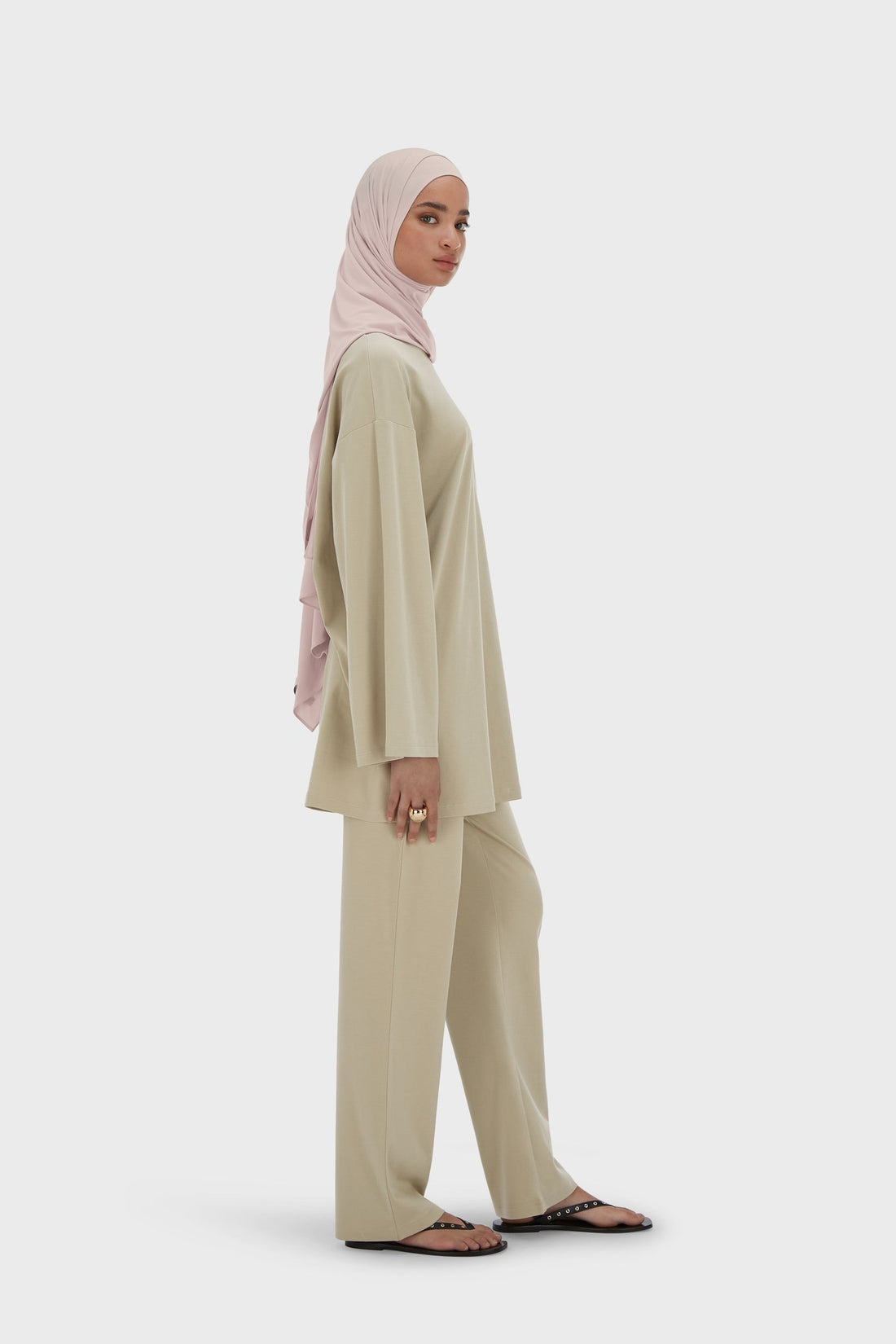 Zomerse jerseybroek | Mosgrijs