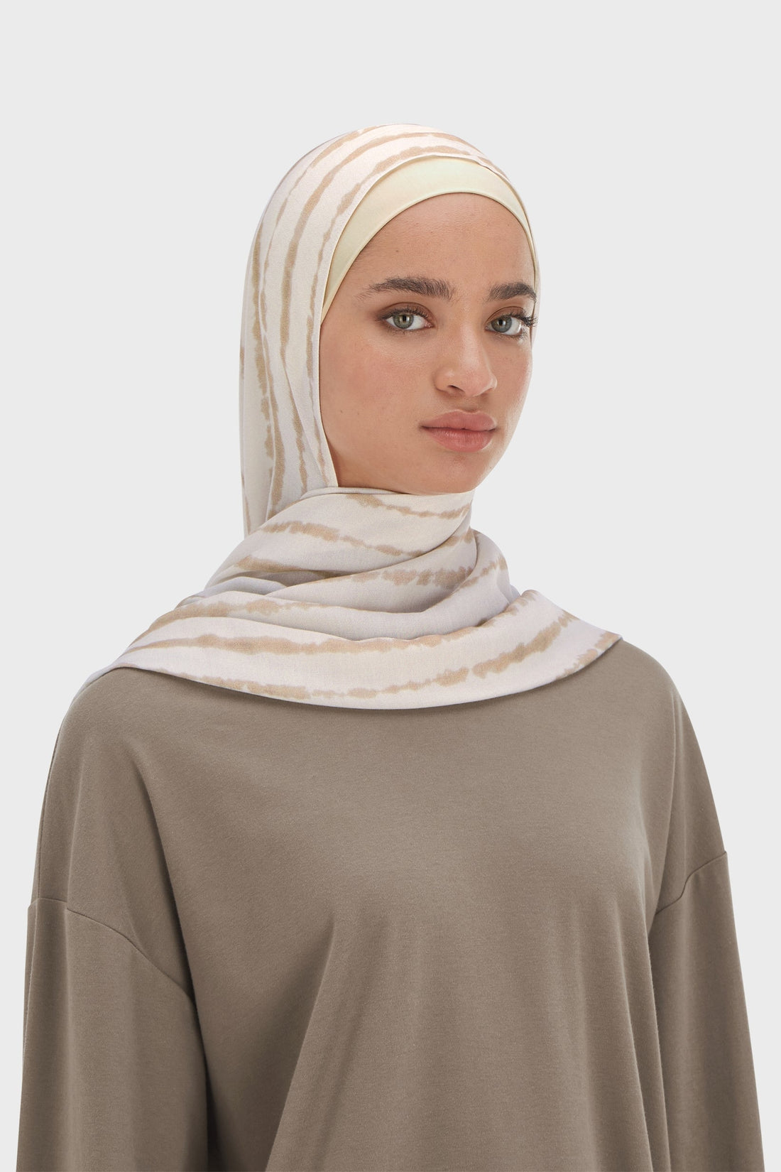 Lichtgewicht geweven sjaal | Beige roze Shibori-print