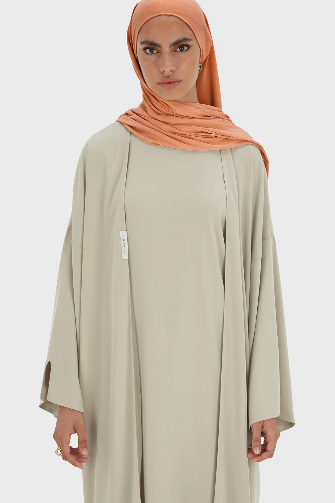 Geweven Abaya Kort | Mossgrijs