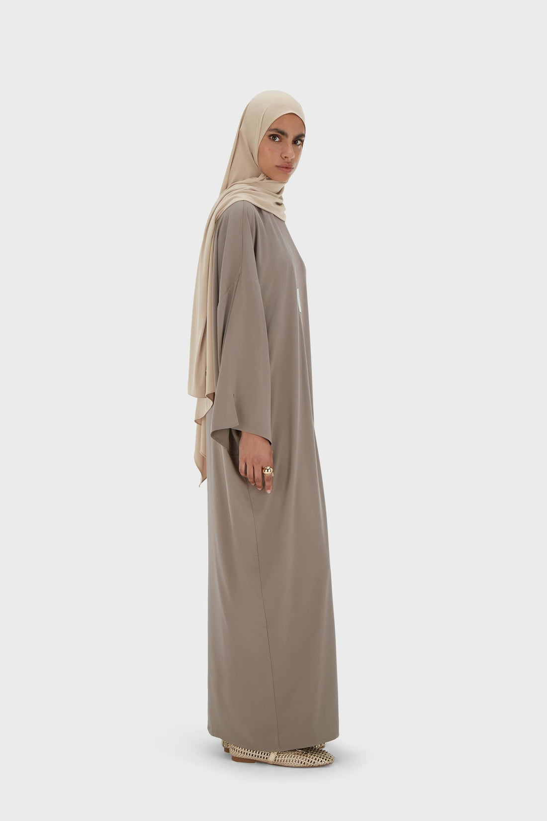 Geweven Abaya Kort | Taupe