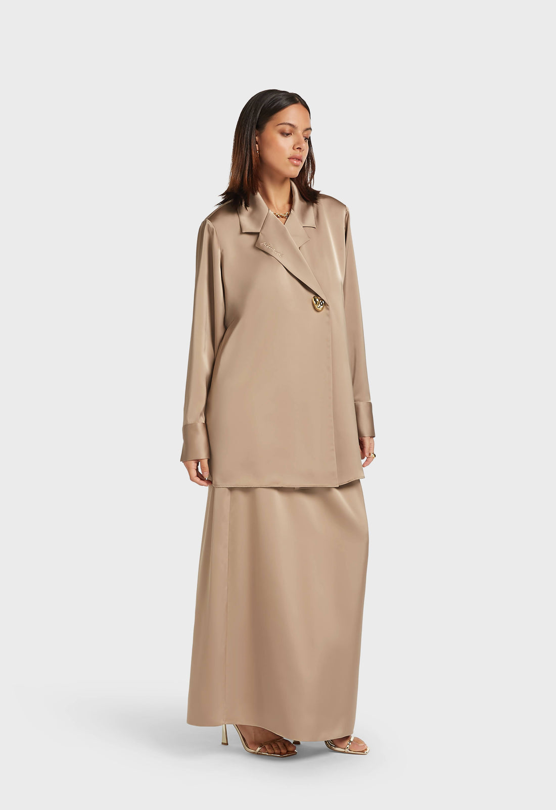 Satijnen Klassieke Blazer | Dark Pearl