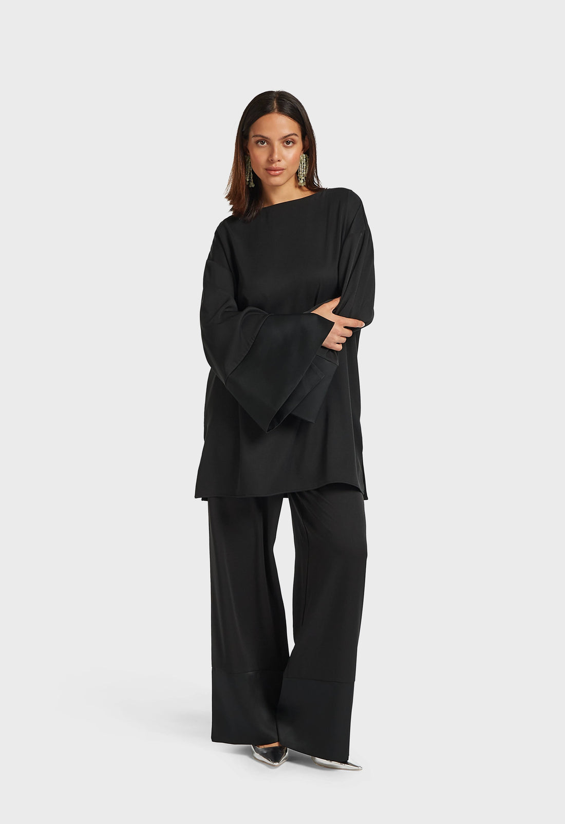 Satijnen Broek met Bies | Zwart