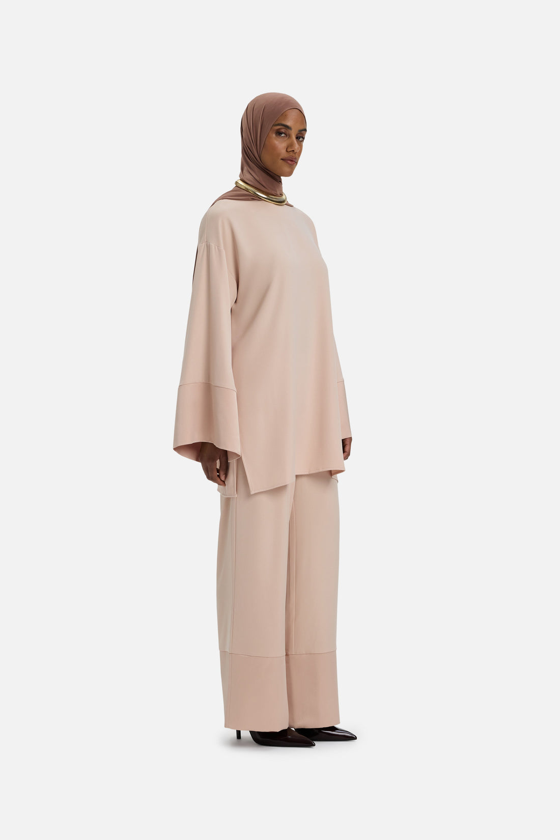 Satijnen Broek met Bies | Dark Rose