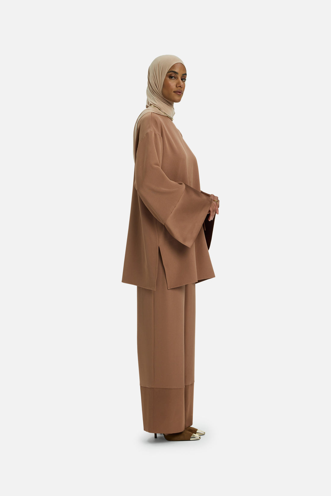 Satijnen Blouse met Bies | Zacht Bordeaux