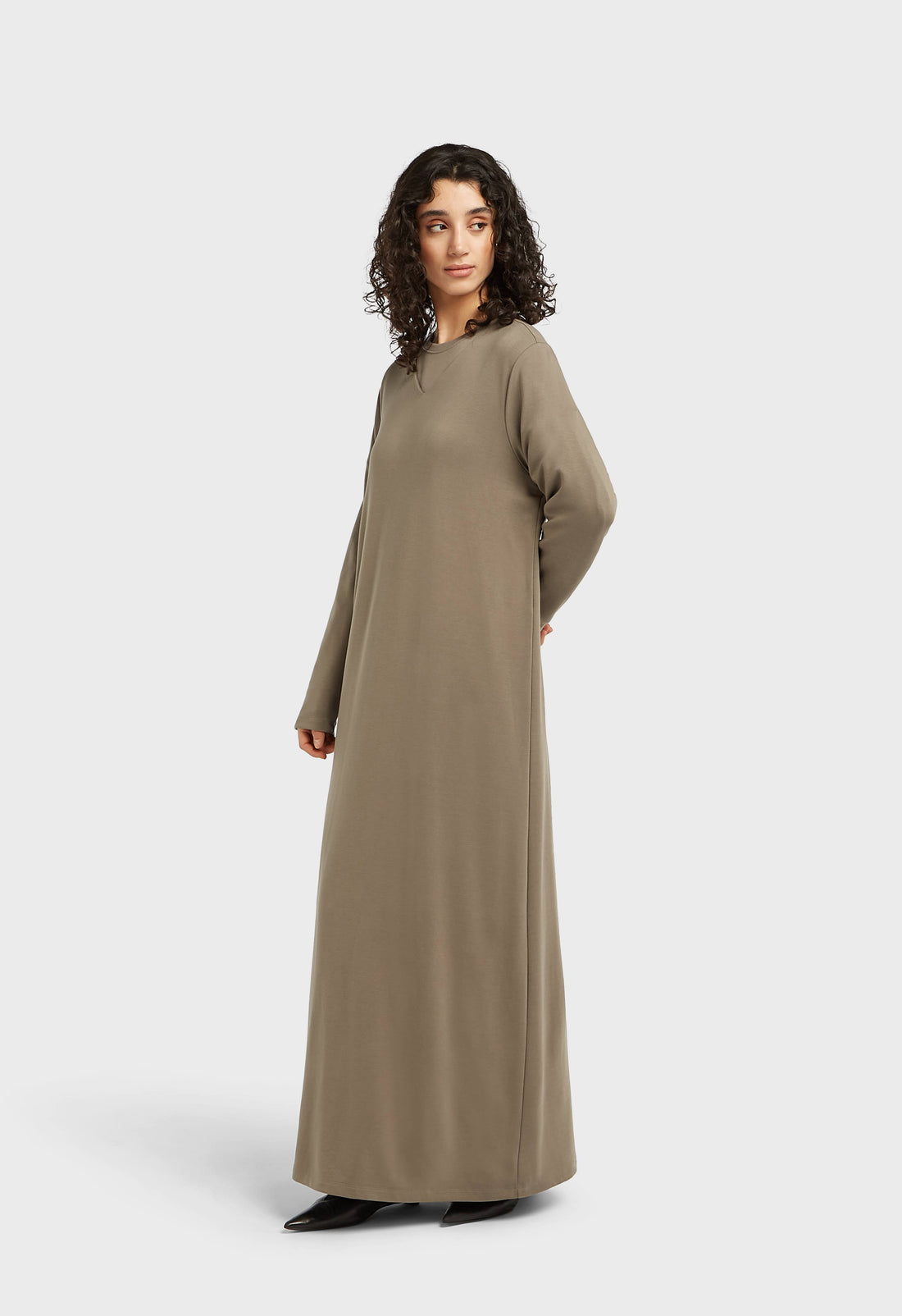Zachte Rayon Jurk met V-hals | Desert Brown