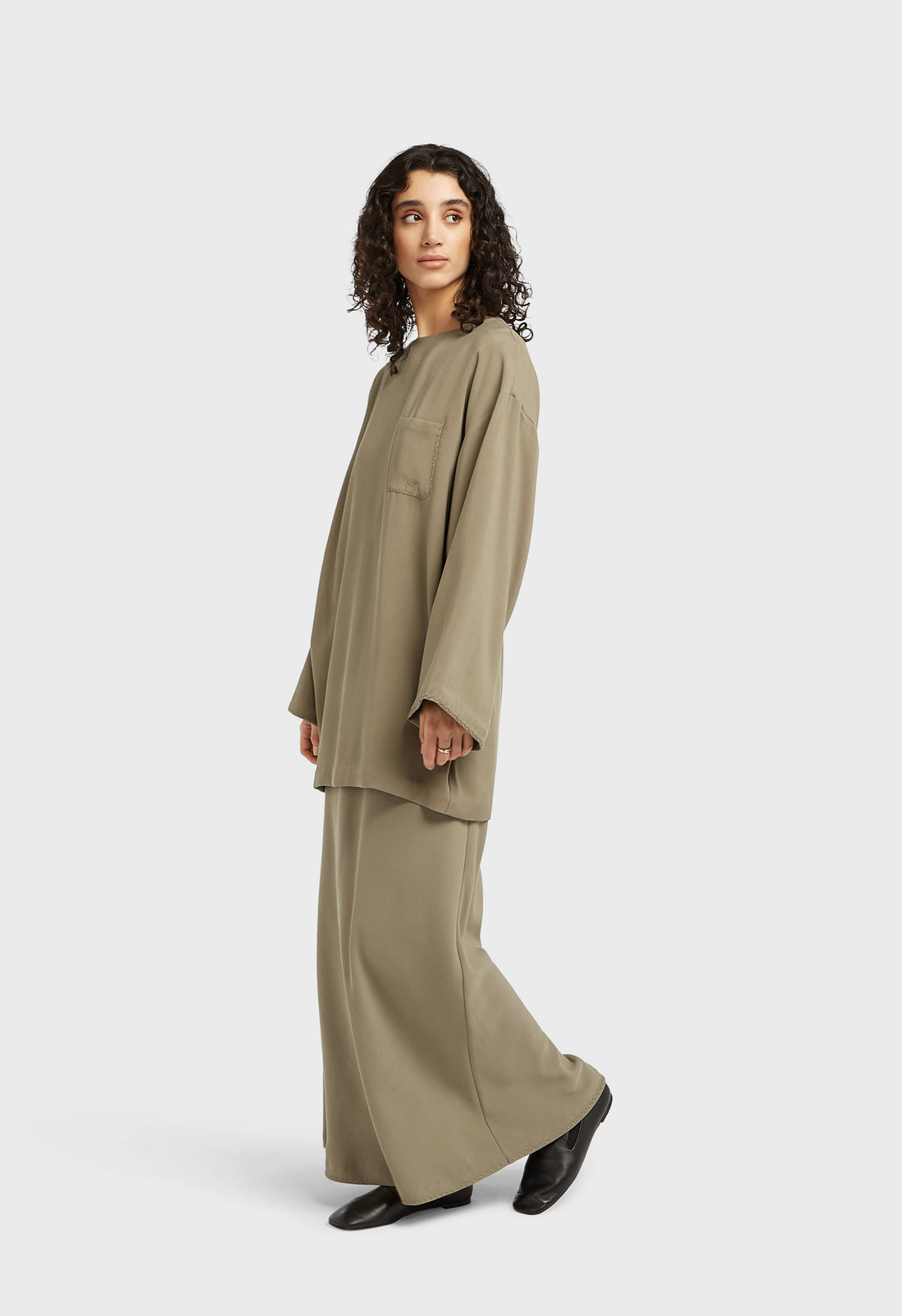 Zachte Geweven Getailleerde Rok | Desert Brown